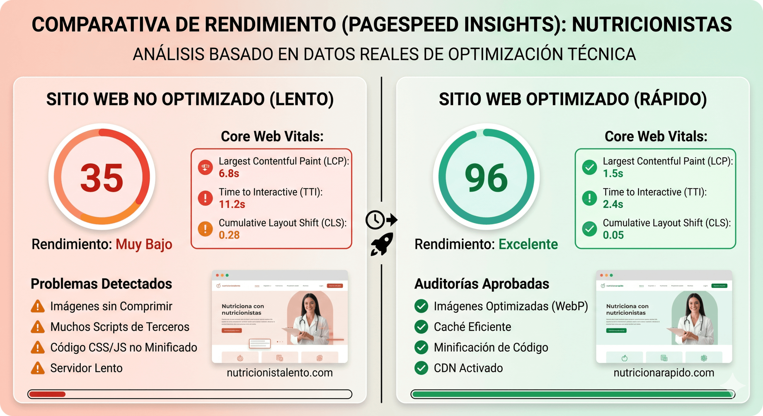 página web para nutricionistas vista móvil con CTA visible y diseño limpio
