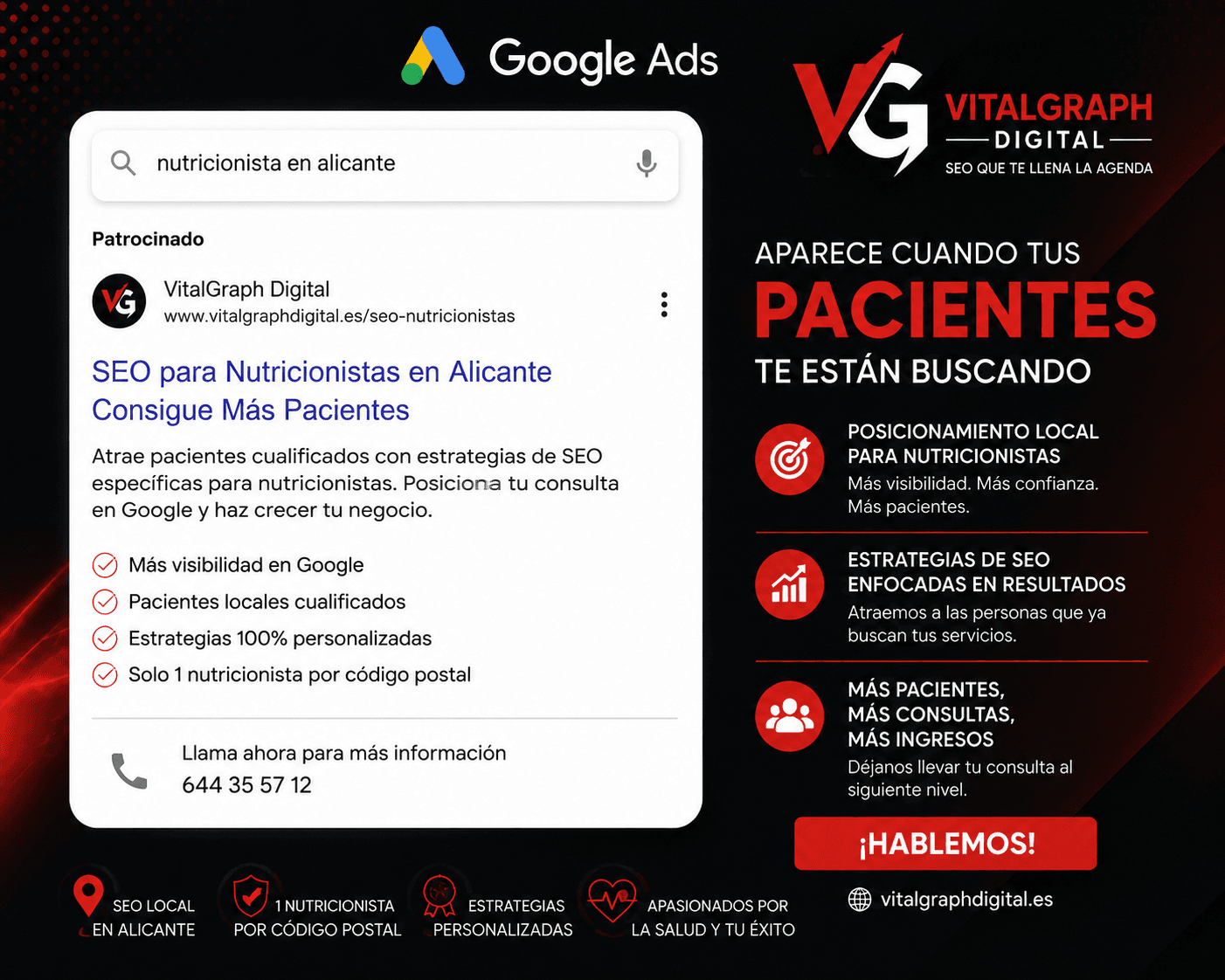 Ilustración sobre cómo funciona Google Ads para nutricionistas en las búsquedas de pacientes